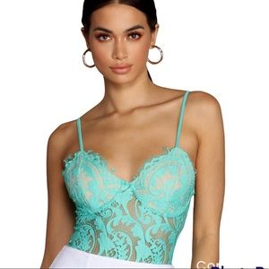 Aqua Lace Bodysuit Shop17 Medium